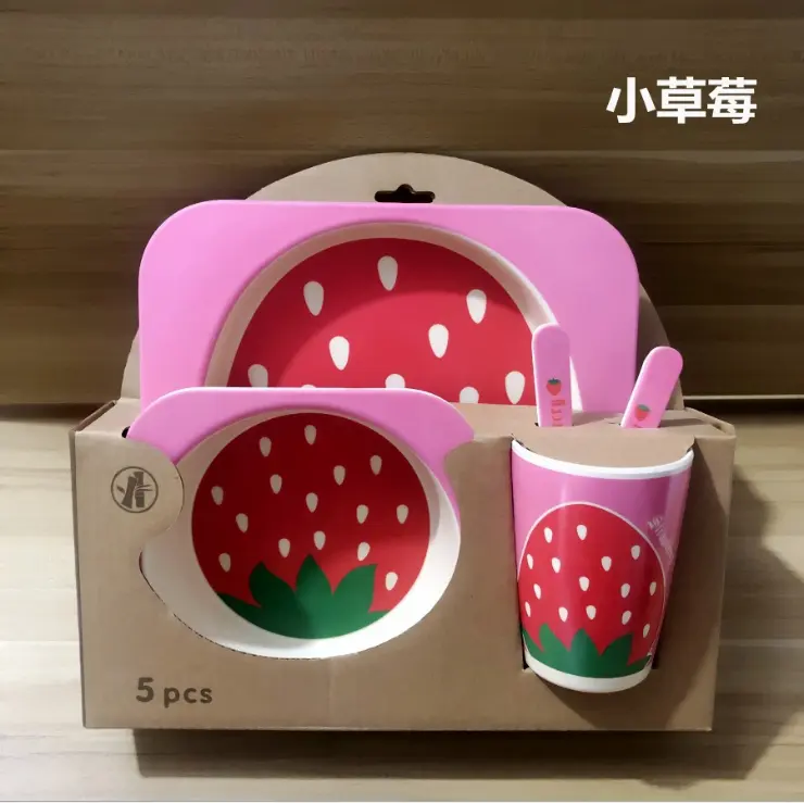Anak-vajilla de plástico para niños, plato de bambú con caja de colores