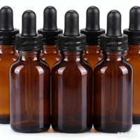 Flacon en verre vide personnalisé transparent ambré 20 ml pour sérum de soin de la peau, pot de confiture 50 ml