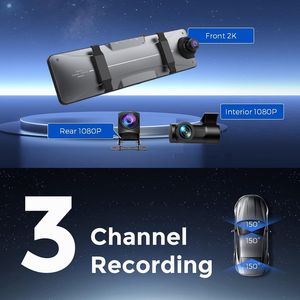 12 'màn hình cảm ứng Dash máy ảnh 3 cách 3K + 1080P + 1080P Car DVR Rear View gương xe hộp đen 3K Dash Cam - Product Image 2