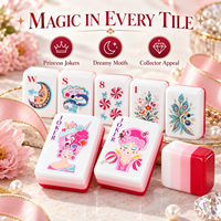 Ensemble de Mahjong pour Soirée entre Filles et Anniversaire, avec Art Princesse et Corps en Acrylique Brillant Dégradé Rouge-Blanc, Idéal pour l'Accueil à Domicile