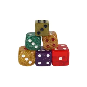 Wholesale custom glitter dice 14 16 18 19mm d6 sided colored shinning with round or straight corner for drink or casino game
