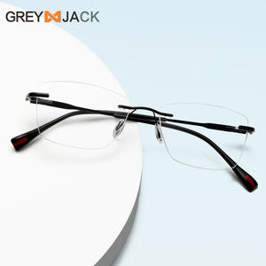 Lunettes optiques sans monture Grey Jack, monture en métal, unisexe, carrées, taille moyenne, verres acryliques, verres plano pour la vision de près - Product Image 3