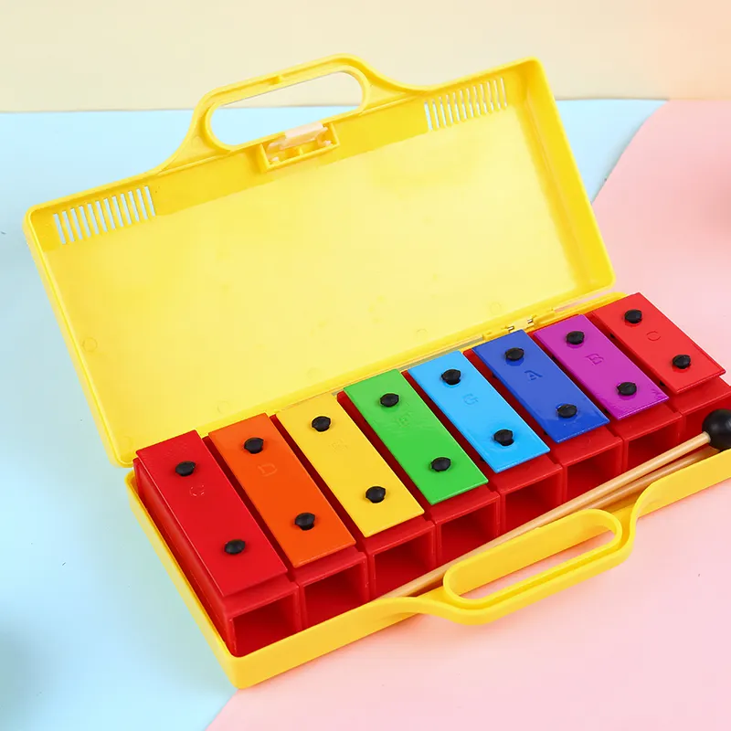 Xylophone Glockenspiel 8 ghi chú cộng hưởng Chromatic chuông với Vàng Trường hợp bộ gõ cụ metallophone