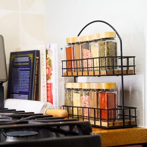 Kitchen Home Refillable Eco-Friendly Borosilicate Spice Jar <b>Set</b> Buckle Lids Handcrafted Bohemian Design Storage Containers - Product Image 5