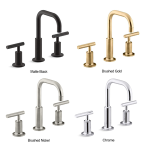 Aquacubic CUPC Brushed Gold 8 Inch Brass Sink Faucet 3 Hole Widespread Bathroom Faucet With Water Supply Lines