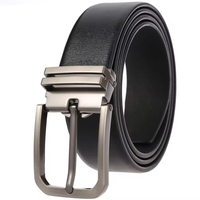 Nouvelle ceinture en cuir réversible pour homme, boucle à ardillon rotative, ceintures en cuir de vache véritable pour homme, ceinture classique pour affaires, noir café