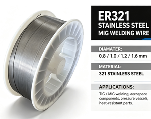 Alambre de Soldadura <span class=keywords><strong>MIG</strong></span> Sólido de Acero Inoxidable Austenítico AWS A5.9 ER321, Bobina de 0.8/1.0/1.2/1.6 mm, Alambres para Soldar - Product Image 1