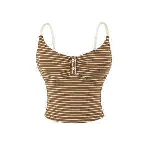Top Corto de Lona Estilo Americano para Mujer, Top Corto con Botones en la Parte Delantera para Yoga - Product Image 6