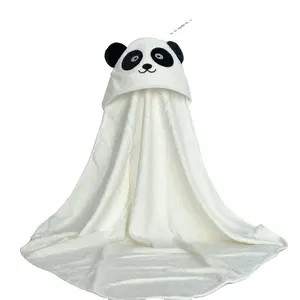 פנדה עיצוב מגבת Suppliers-סין סיטונאי 500GSM רוכסן תיק-ארוז עור ידידותי במבוק אמבט מגבת פנדה עיצוב במבוק סלעית מגבת עבור ילד