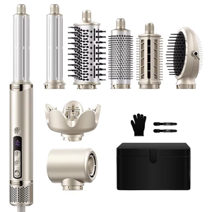 Kit de brosses sèche-cheveux 8-en-1 auto-enroulantes 1,25 pouces, 110 000 tr/min, puissant, avec support et diffuseur pliable, idéal pour les hôtels - Product Image 1