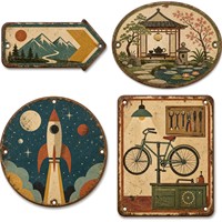 Panneaux en étain ronds irréguliers personnalisés à faible MOQ, imprimés UV, art mural en tôle pour bar, garage, restaurant, vente en gros