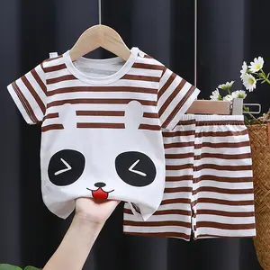 Wholesale OEM 100% CottonToddler Clothes Sets Soft Short Sleeve T Shirt Shorts Set Two Piece Summer Baby Boy Girl Clothing