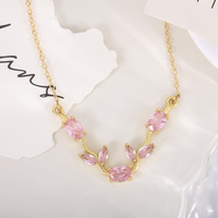 Kalung Liontin Ganda Bunga Tulip Zirkon Minimalis Lapis Emas 18k Trendi Terbaru Terlaris untuk Hadiah