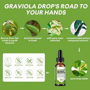 Gouttes liquides de corossol (Graviola) 1800mg 2 FL OZ – Complément Herbal Sans Gluten, Végétalien, Sans OGM, Sans Alcool – Gouttes Liquides Multivitaminées - Product Image 2