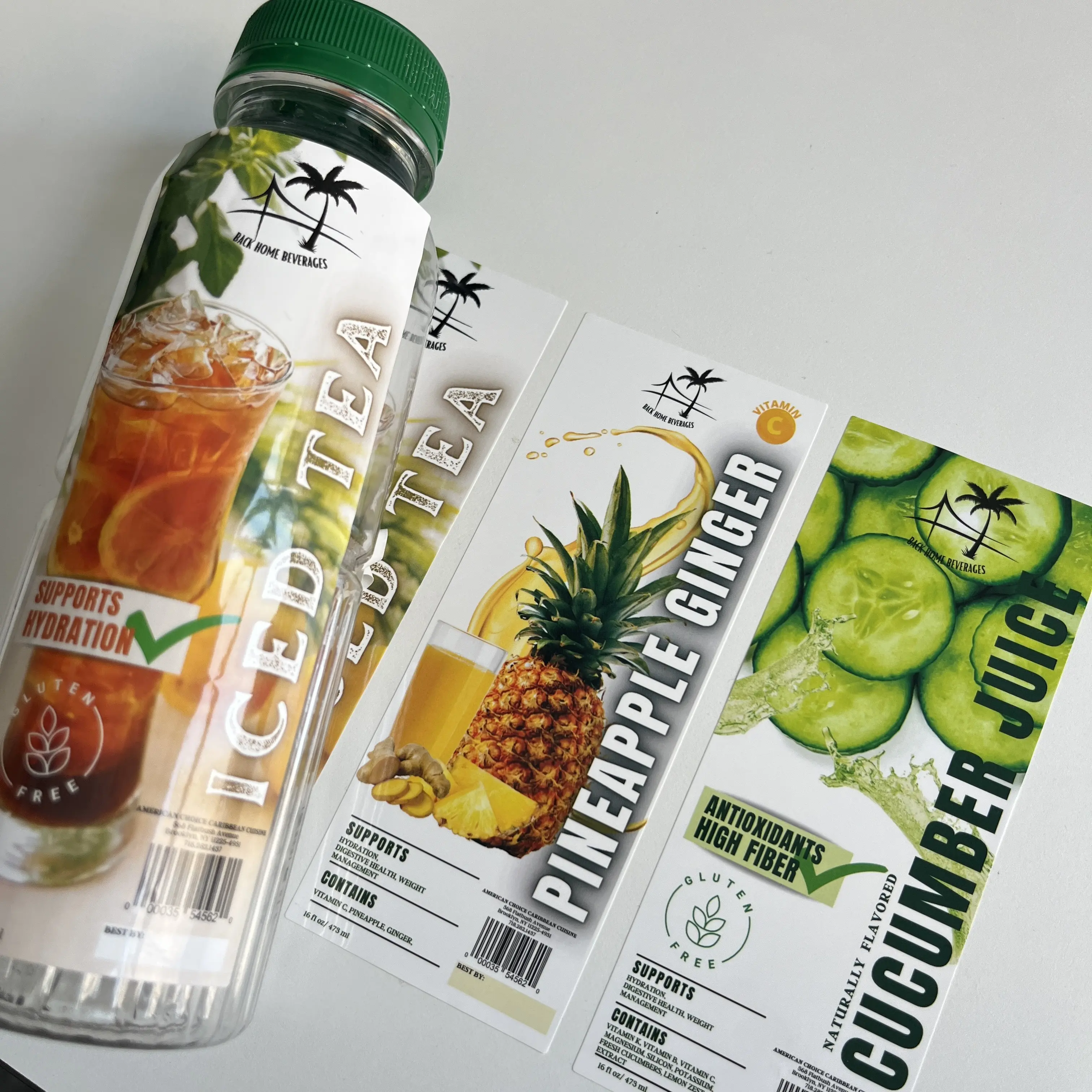 Wholesale Custom Design Logo Self Adhesive Beverage Glossy stickers Juice Food Pvc Waterproof Label