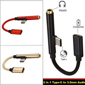 Câble adaptateur d'alimentation audio type-c câble de données audio adaptateur deux-en-un charge de téléphone portable écouter des chansons un glisser - Product Image 1