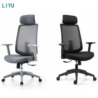 Chaise de bureau ergonomique en maille grise de luxe LIYU avec appui-tête, pivotante et réglable, pour le bureau à domicile