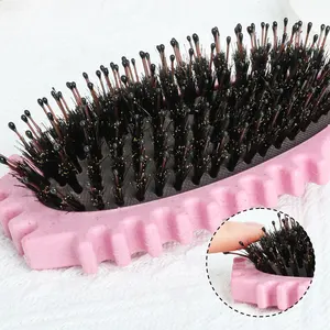 Escova de cabelo de palha de trigo com logotipo personalizado, pente de cabelo encaracolado com 5 cores, novo estilo de salto e cachos