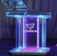 Station DJ moderne illuminée en acrylique, table de bar lumineuse à LED pour événements festifs, résistante à l'eau, cabine DJ transparente