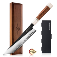 Couteau de cuisine Grandsharp Sakimaru 8 pouces, 3 couches PM204/Version chinoise de l'acier M390, manche en bois Mkuruti et imitation ivoire