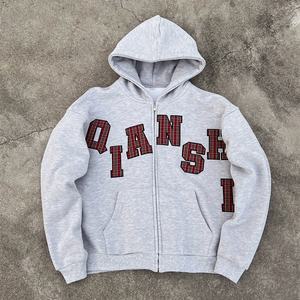 Sudadera con Capucha de Diseño OEM, Gruesa, con Hombros Caídos, Cierre de Cremallera, Estilo Urbano, Felpa Técnica, Bordado, Talla Grande - Product Image 1