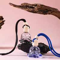 Botol Aromaterapi Mobil Kosong 10ml, Botol Parfum Kaca Isi Ulang Motif Bunga Mawar, Liontin Gantung Pengharum Udara Mobil