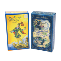 Nouvelles cartes de tarot personnalisées de haute qualité avec impression offset CMYK sur papier, incluant logo personnalisé et guide.