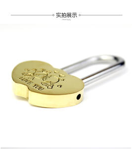 No Keyed pad lock inciso Double Heart Lock Lovers regali di nozze lucchetto in ottone love lock - Product Image 6