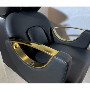 Fauteuil de lavage moderne et minimaliste en métal, avec revêtement en cuir PU, pour salon de coiffure et institut de beauté - Product Image 3