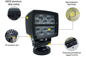 Tractor <span class=keywords><strong>Shooter</strong></span> 6000K, Luz LED Rectangular de Alta Luminosidad, 50W, Impermeable IP68, para Camiones, Minería, UTV, SUV, Carcasa de Aluminio, Trabajos en Carretera - Product Image 6