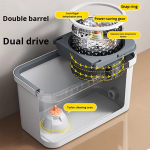 Kính thiên văn ma thuật sợi nhỏ thép không gỉ nhựa Twist Vòng sàn nhà làm sạch quay <span class=keywords><strong>Mop</strong></span> Set với xô - Product Image 3