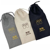 Sac de rangement pour chaussures en jute et lin avec cordon de serrage, logo personnalisé, sacs de rangement anti-poussière pour hôtel et maison