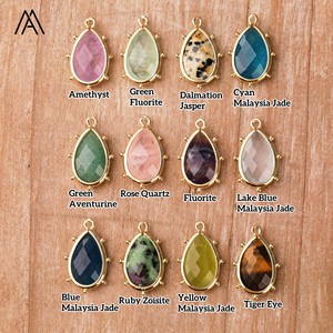 Lê Hình Dạng Mặt Dây Tự Nhiên Tinh Thể Thạch Anh Tiger Của Mắt Thạch Anh Tím Charms Tự Làm Đồ Trang Sức Làm Vòng Cổ - Product Image 2