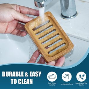 Support à Savon en Bois Personnalisé OEM Gravé, Plateau de Drainage Naturel en Bois Rainuré pour Salle de Bain et Douche, Vente en Gros - Product Image 3