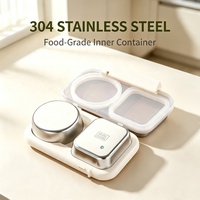Mikrowellengeeigneter 400ml 2-Fach Metall-Snackbehälter für Kinder mit Deckeln 304 Edelstahl Unterteilte Lunchbox Snackbox