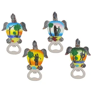 Resina personalizzata tartarughe marine statua artigianato apribottiglie magnete frigo Souvenir turistico apribottiglie birra