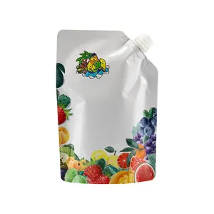 Wholesale Food Stand Up Aluminum Foil Plastic Beverage Liquid Orange/Apple Juice Packaging Spout Pouch