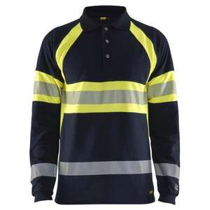 BLAKLADER - 343817268933XXL Polo Multinorm à manches longues Bleu marine/jaune-VÊTEMENTS DE TRAVAIL ANTIFLAMME EAN 7330509536872 - Product Image 1