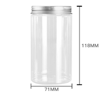 Pot en plastique à large ouverture de qualité alimentaire de 380 ml, diamètre 71 mm, hauteur 118 mm, avec couvercle à vis pour assaisonnement, épices, biscuits