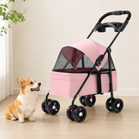 Poussette pour animaux de compagnie en gros, couleur et logo personnalisés, pliable, grande poussette pour chien et chat, 4 roues pivotantes à 360°, poussette de voyage, usine OEM ODM