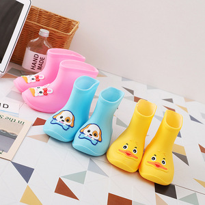 Cute Cartoon Little Yellow <strong>Duck</strong> Children's Unisex Mid-Calf Waterproof <strong>Rain</strong> <strong>Boots</strong> with PVC Upper Polyester Lining - Product Image 2