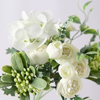 Bouquet de fleurs artificielles en soie de style nordique, roses, hortensias et pivoines, arrangement de fausses roses pour mariage, mariée, ou décoration extérieure