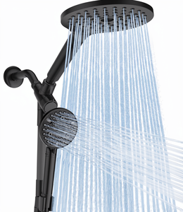 Pommeau de douche pluie double filtration MakeFit avec barre réglable et douchette à main, en plastique ABS noir mat - Product Image 4