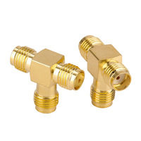 Conector SMA-KKK de tres puertos, conector de antena macho, orificio interno roscado externo hembra de tres puertos, conector adaptador