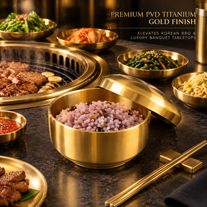 Food Grade SUS304 Dual Layer Meal Pot with <b>Top</b> PVD Titanium <b>Gold</b> Tabletop Serving Dish for Korean BBQ Luxury Banquet Dining Ware - Product Image 5