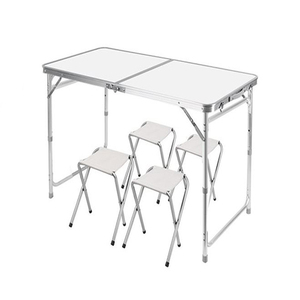<span class=keywords><strong>Mesa</strong></span> de <span class=keywords><strong>Camping</strong></span> Plegable de Aleación de Aluminio de 4 Pies de Altura Ajustable con 4 <span class=keywords><strong>Sillas</strong></span>, <span class=keywords><strong>Mesa</strong></span> de Picnic Portátil Resistente al Agua - Product Image 1
