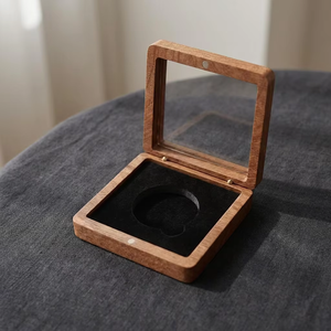 Sapele Wood Single Challenge Coin <strong>Display</strong> Box with Magnetic Closure Premium Commemorative Coin Storage Case <strong>Medal</strong> <strong>Display</strong> - Product Image 3