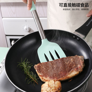 <b>Silicone</b> Spatula With Handle 35cm Green Gray Black Kitchen Utensil Stainless Steel High Temperature Resistant Cooking Tool - Product Image 5