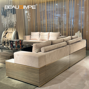 Ensemble de canapés de luxe extensibles modernes italiens, cadre en bois massif, cuir de vachette givré pour le salon de la villa - Product Image 1