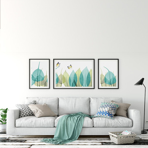 Cornici <span class=keywords><strong>per</strong></span> la decorazione della casa foglie astratte verdi <span class=keywords><strong>pittura</strong></span> su tela arte della parete <span class=keywords><strong>legno</strong></span> 3 pezzi/set Deco da parete DXBD-486 CN;ANH CMYK - Product Image 5